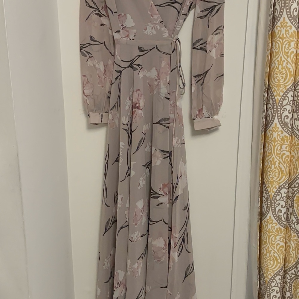 Lulu's Blush Floral Long Sleeve Maxi Dress